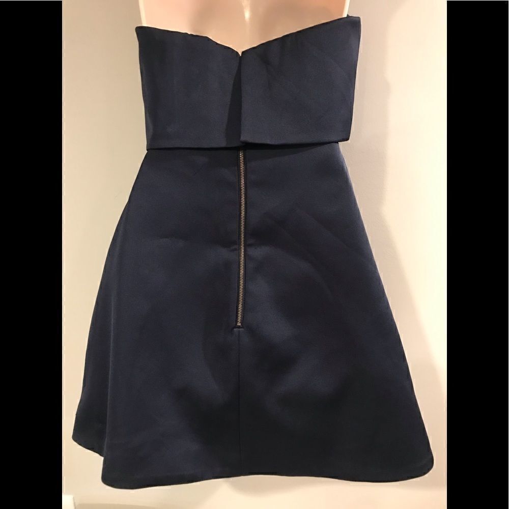 Keepsake The Label Strapless Bandeau Mini Dress Blue Satin Pleated Size S - Picture 5 of 9